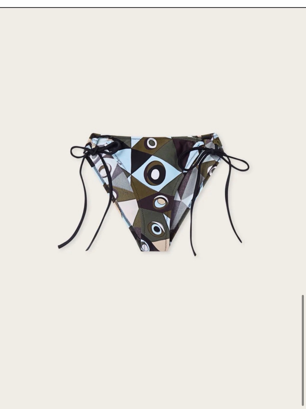 Emilio Pucci Olive Green Geometric Tie-Side Bikini Bottom - Picture 1 of 1